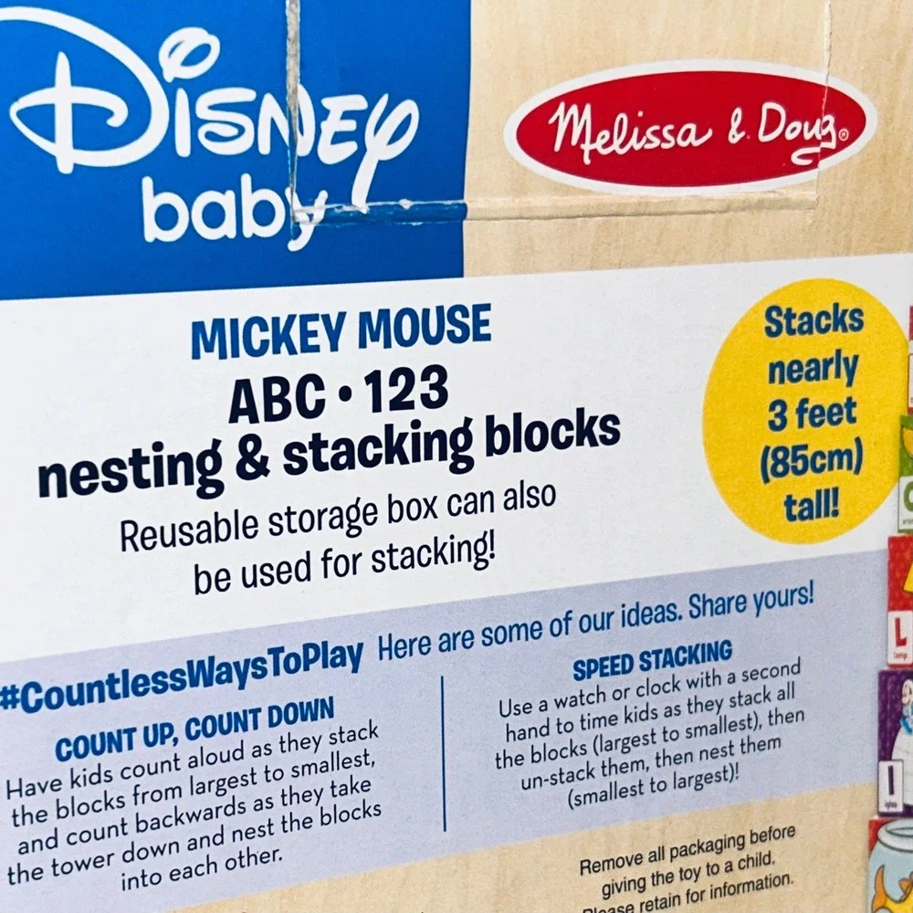 Melissa & Doug Disney Baby Mickey Mouse ABC/123 Nesting & Stacking Blocks Age 2+